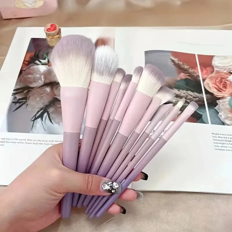 10PCS Makeup Brushes Set Eyeshadow Brush Angled Eyeliner Brush Fan Lash Brush Loose Powder Brush Makeup Tools