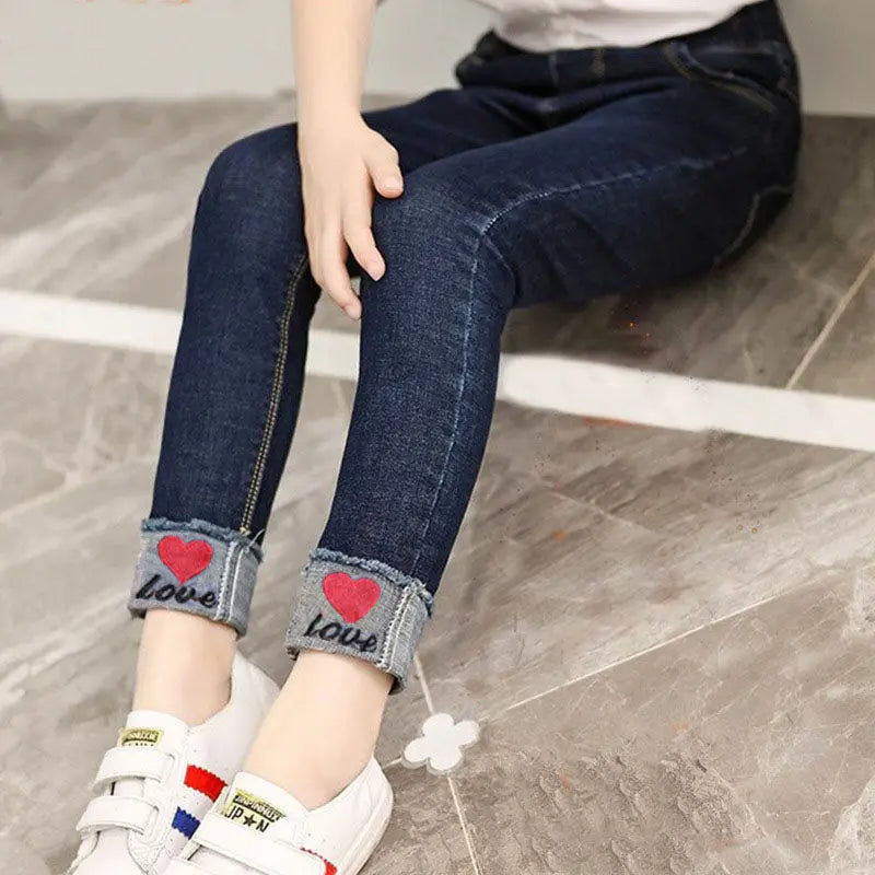 New Teenage Girls Jeans 2026 Spring Autumn Casual Fashion Loose Blue Kids Leg Wide Pants School Children Trousers 3-12Year