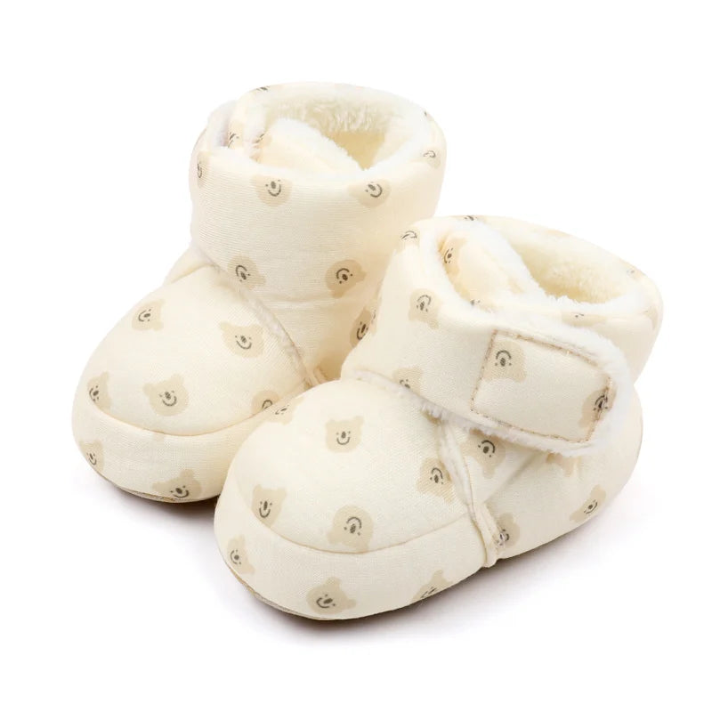 2024 Winter Baby Boots, Infant Girls Boys Warm Fashion Solid Shoes with Fuzzy Balls First Walkers Kid Shoes 0-18M High Quality
