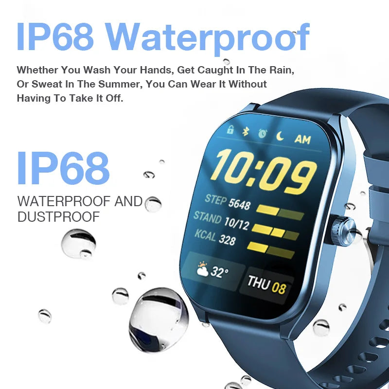 2.01-inch Curved Screen Smart Watch Bluetooth Call Sports Waterproof Fitness Bracelet Wristwatch Clock Smartwatch for Men Women