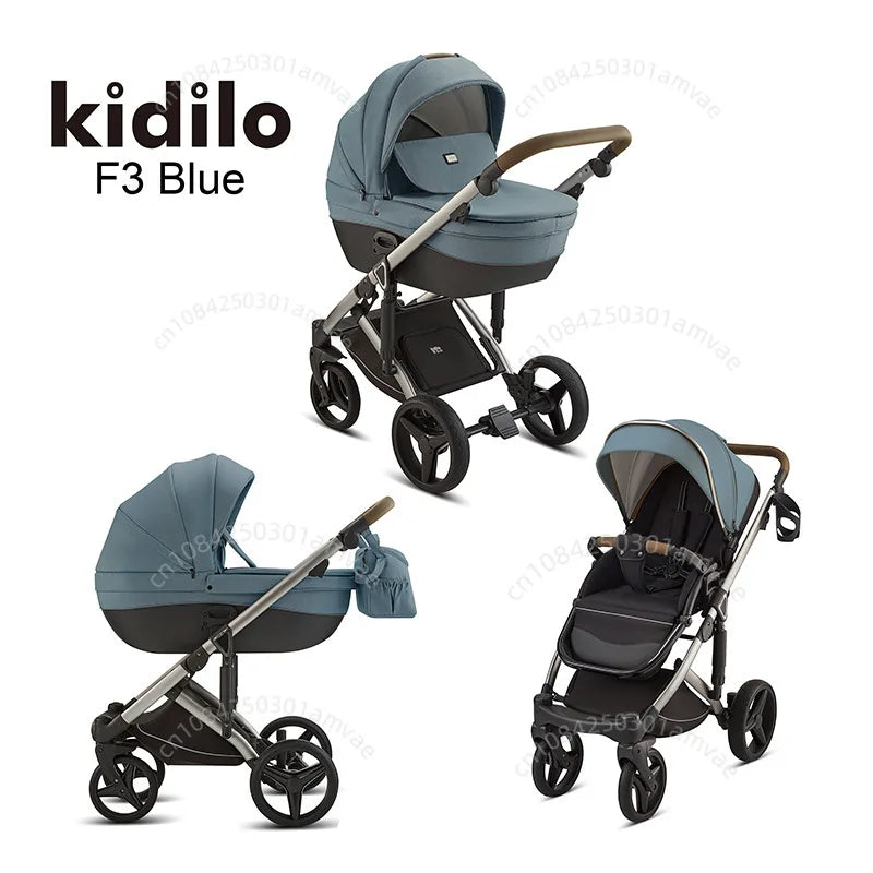 Deluxe Baby Stroller 2 in 1 High View Comfortable Baby Stroller Foldable Portable Travel Baby Carriage with Mother Bag