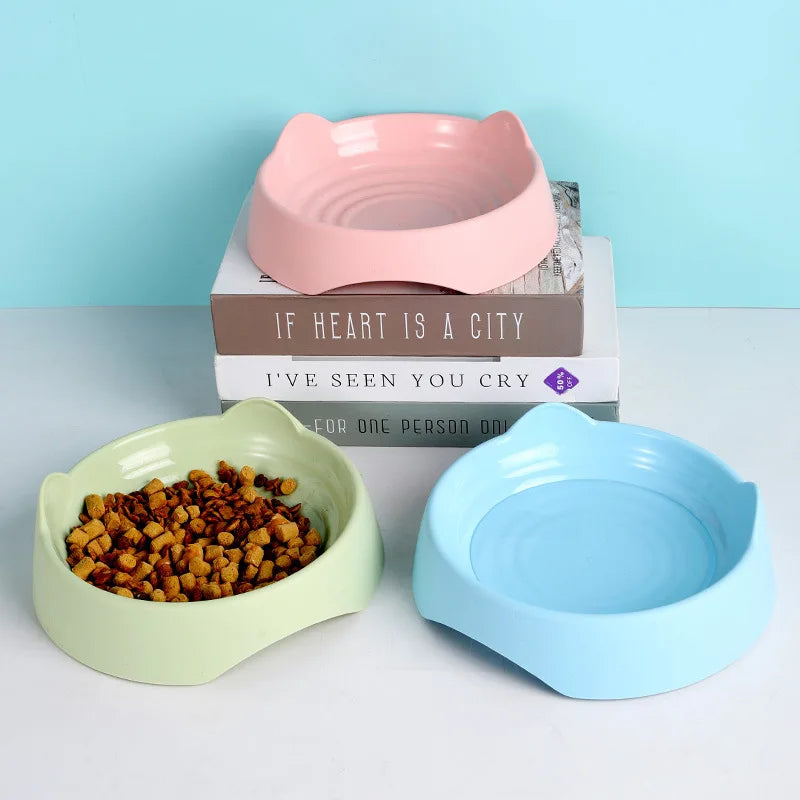 Pet Dog Cat Food Bowl Cat Water Feeding Bowl Durable Plastic Standing Ear Threaded Pet Bowl Feeder Pets Dogs Cats Accessories