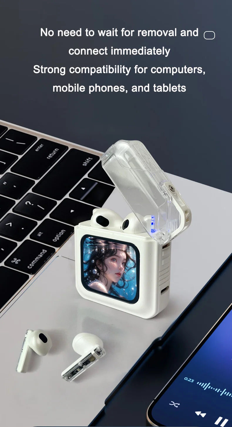 Bluetooth Touch Screen Earphone Noise Reduction Half In Ear Style Multi Function Long Battery Life Listen Music Phone Call