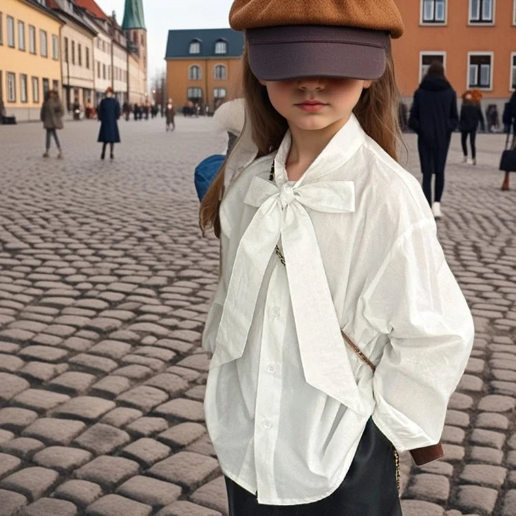Girls Shirt Spring Autumn Long Sleeve Casual Daily Blouse for Kids Fashion Design Striped Flower Teen School Child Tops Clothes