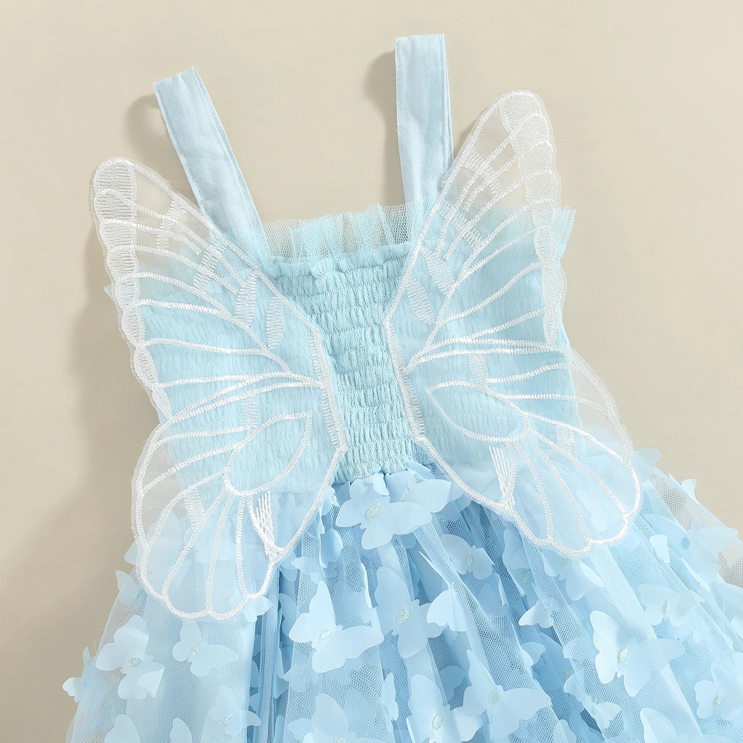 Pudcoco Vestido de princesa para niña pequeña, vestido de tul sin mangas de verano con alas de mariposa 6M-4T