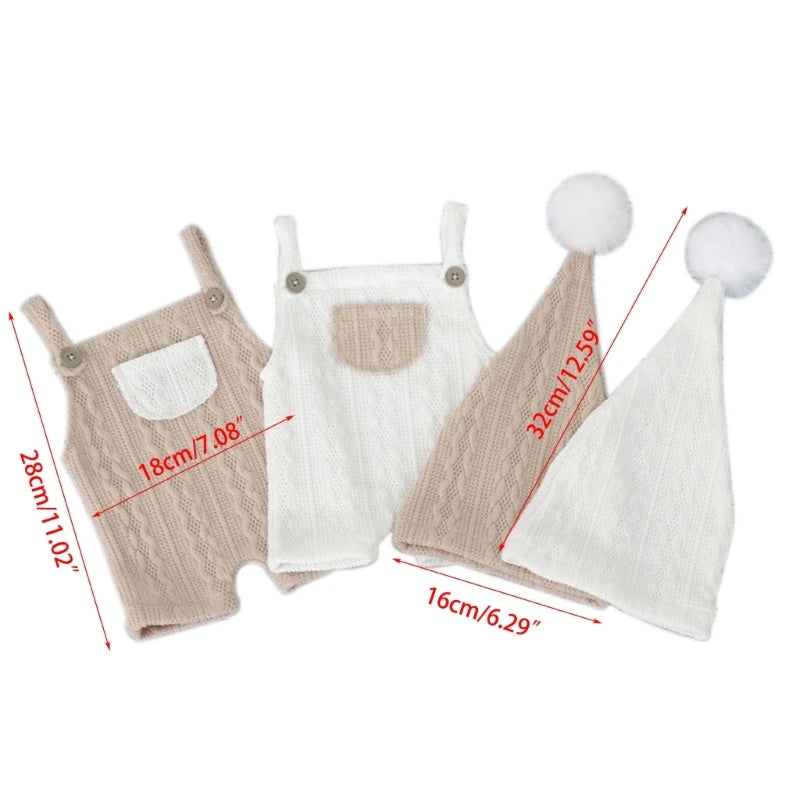 Lightweight Newborn Baby Costume Photography Prop Accessories Set Hat Overalls Costume for Little Boys Girls Cotton