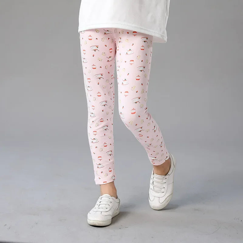 Baby Girls Leggings Kids Pencil Pants Casual Floral Trousers Slim Leggings Teens Nine Point Pant 2024 Spring Children's Clothing