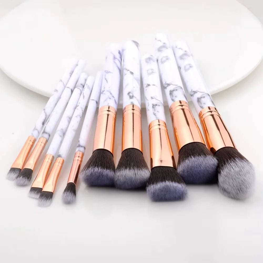 10PCS Makeup Brushes Set Eyeshadow Brush Angled Eyeliner Brush Fan Lash Brush Loose Powder Brush Makeup Tools