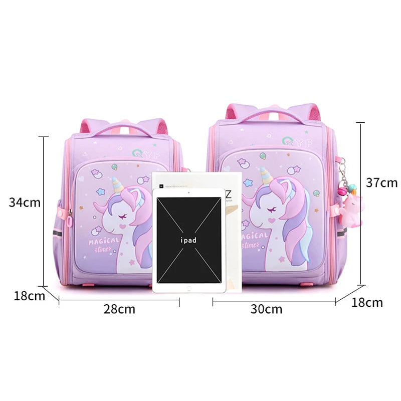 New Girl School Bags Child Pink Unicorn  Printing Backpacks Kindergarten Student Cute Girls Children's Schoolbag Waterproof Kid