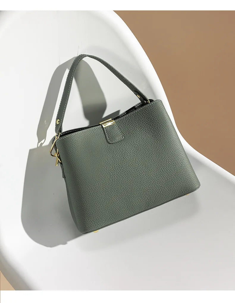 Retro bucket bag women's fashionable handbag large capacity new single shoulder crossbody bag Soft Leather multi-color wallet
