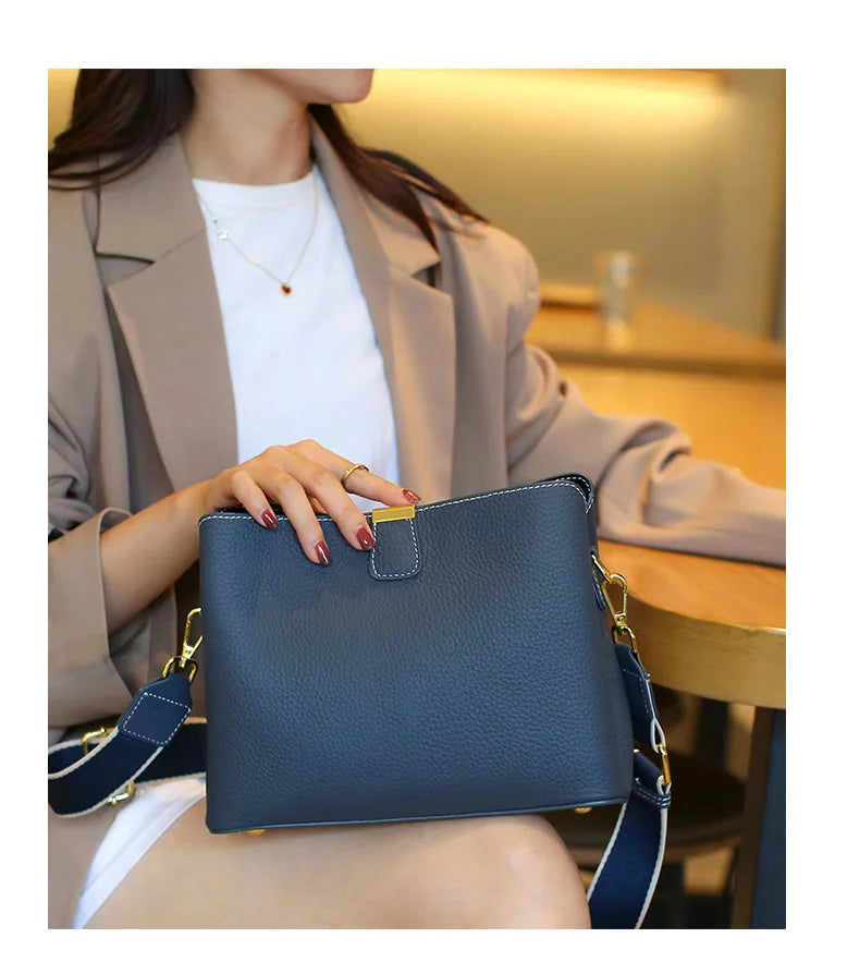 Retro bucket bag women's fashionable handbag large capacity new single shoulder crossbody bag Soft Leather multi-color wallet