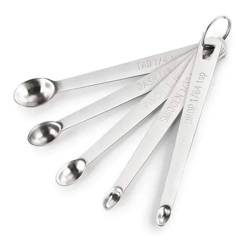 5Pcs/set Mini Measuring Spoon Set Stainless Steel Seasoning Dry And Liquid Ingredients Kitchen Mearure Tools Home Supplies