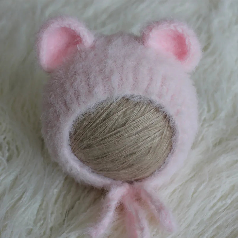 Gorros para bebé, sombrero de oso para recién nacido, sombrero para bebé, niño y niña, accesorios de fotografía recién nacido, accesorios de estudio fotográfico