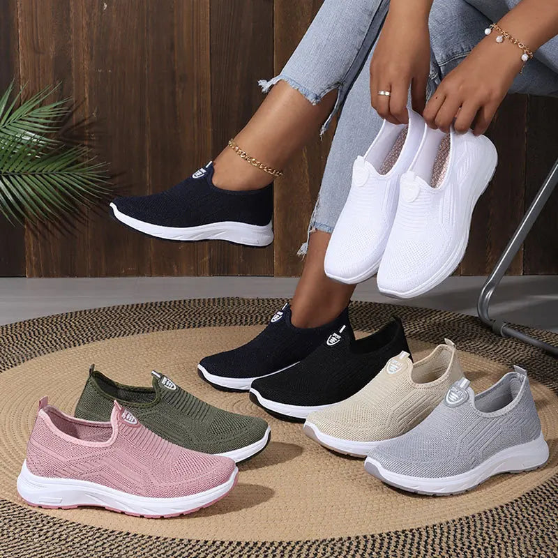 Women Shoes Mesh Casual Shoes Lightweight Slip on Tennis Shoes Fashion Soft Sole Loafers Flats Outdoor Plus Size Women Sneakers
