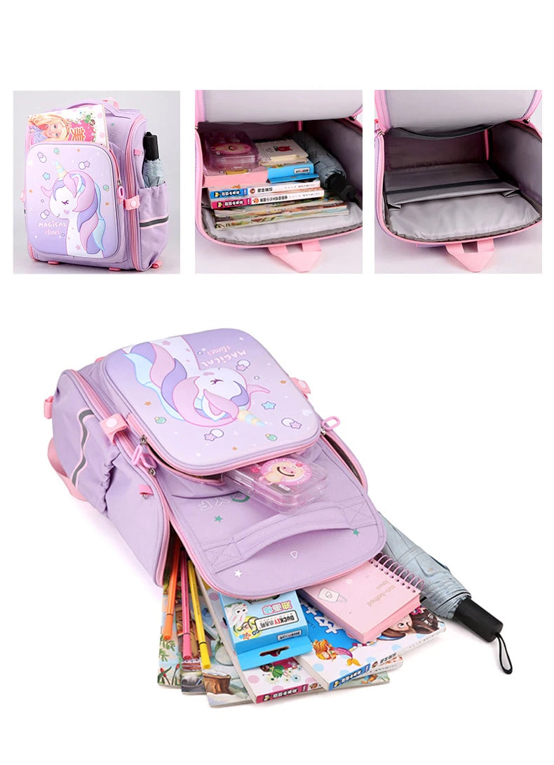 New Girl School Bags Child Pink Unicorn  Printing Backpacks Kindergarten Student Cute Girls Children's Schoolbag Waterproof Kid