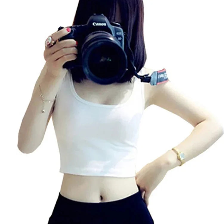 Wholesale Women Solid Color Suspender Camisole Tank Top for Women's Short Yoga Sports Crop Top Sleeveless Sexy Slim Fit Tops