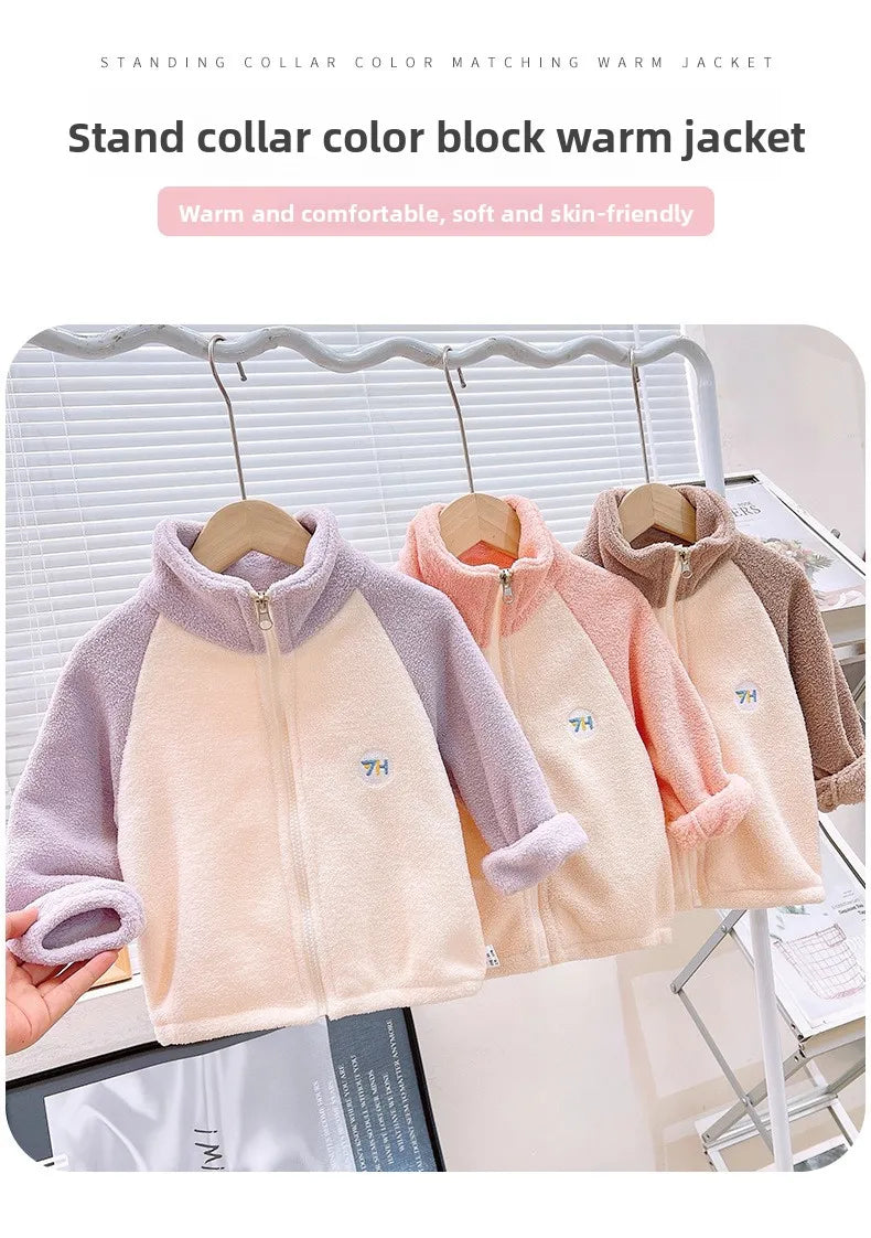 2026 New Girls Jackets Autumn Coat Winter Thermal Fleece Jacket for Children 1-10Yrs Kids Coats Warm Korean Outerwear