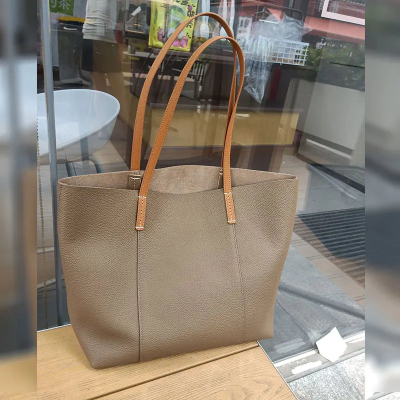 100% Genuine Leather Women's Tote Bags Luxury Designer Large Capacity Women Shoulder Bag Soft Cowhide Female Handbags 2378