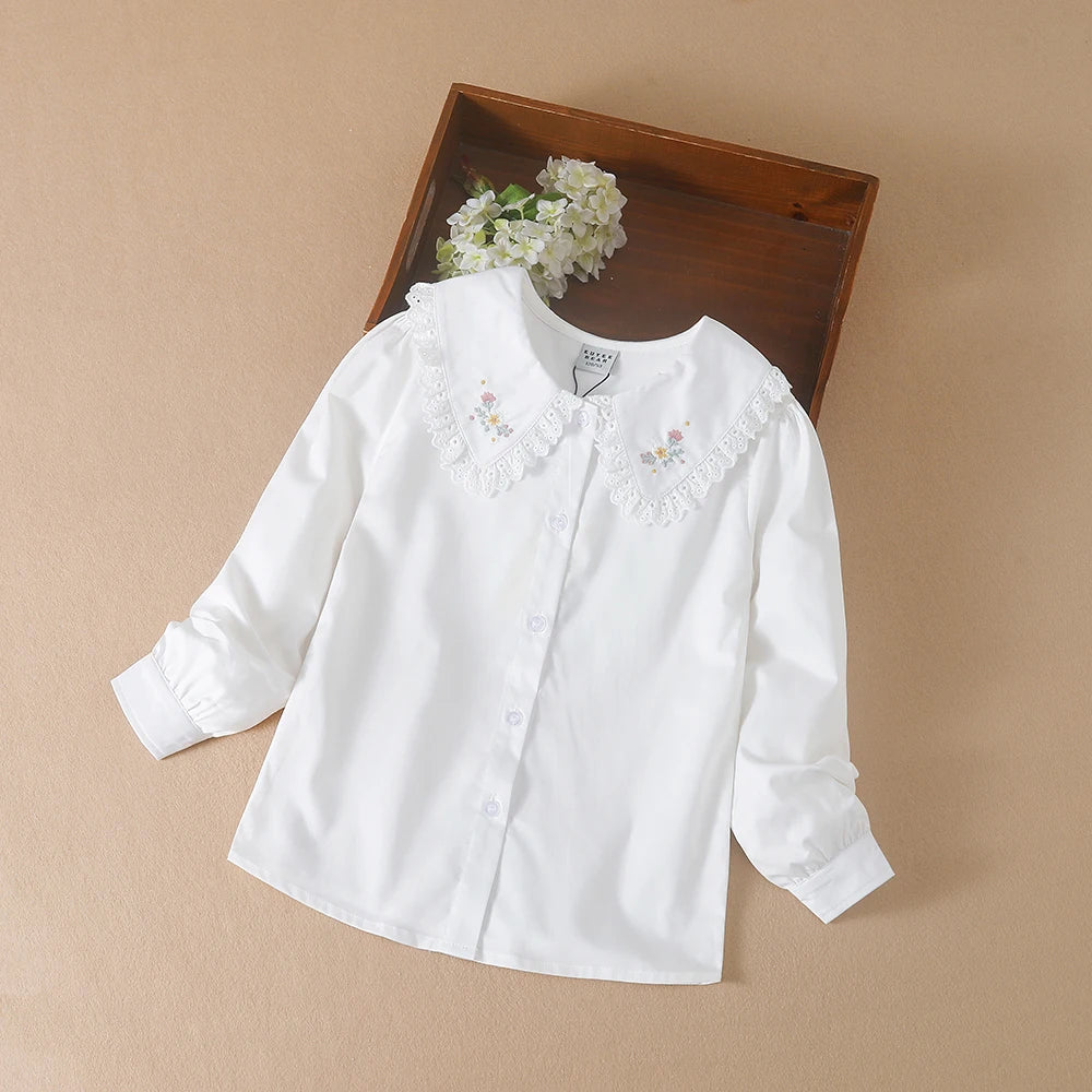 Girls Shirt Delightful White Embroidered Blouse Specifically Designed for Girls Aged 5 to 12 Years Old