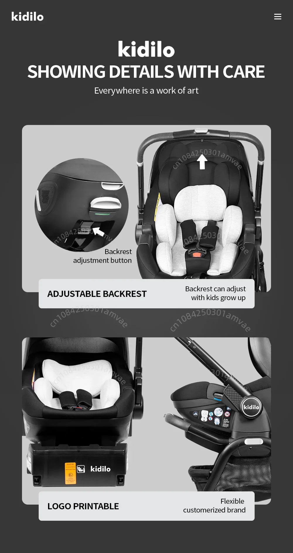Kidilo 3-in-1 baby stroller, baby safety seat, newborn baby sleeping basket, portable 5 color choices Suitable for ages 0-1