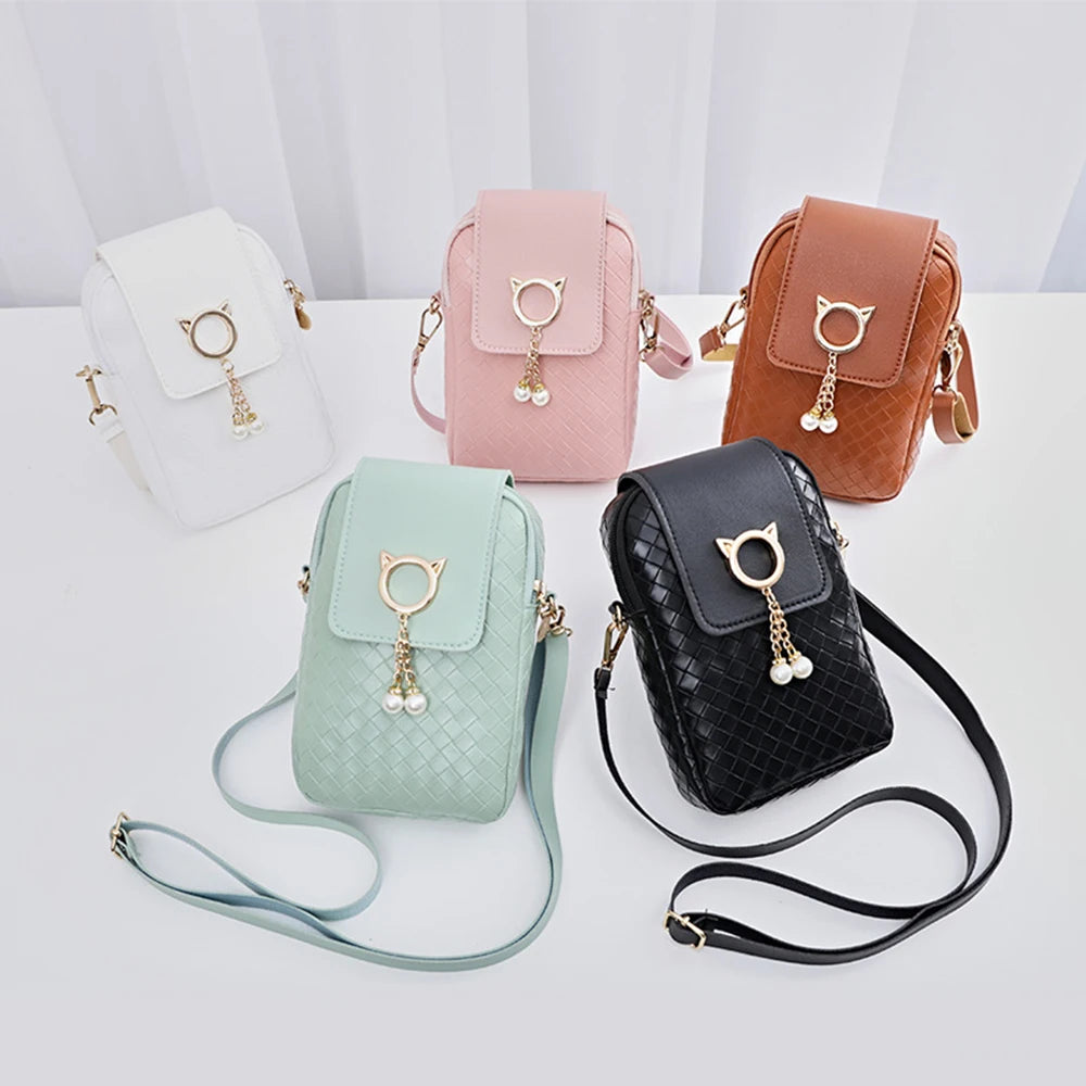 Fashion Ladies Mobile Phone Bag Mini Pu Leather Crossbody Bag Shoulder Bags Wallet Casual Mobile Phone Messenger Bag