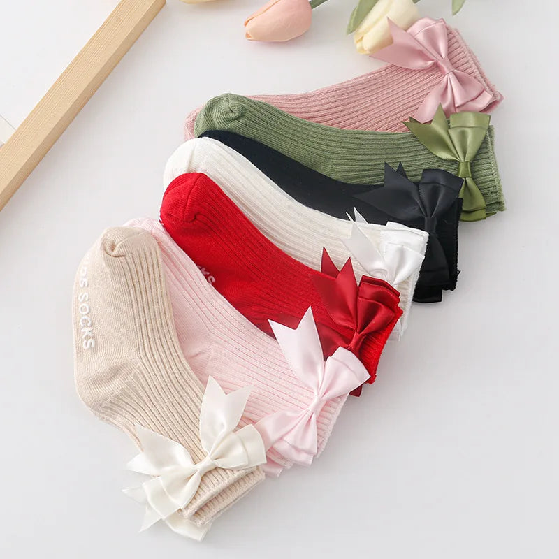 Toddler Socks Baby Accessories Girl Cute Bow Non-slip Floor Socks Children Kids Mid-tube Cotton Socks Infant Newborn Boy Clothes