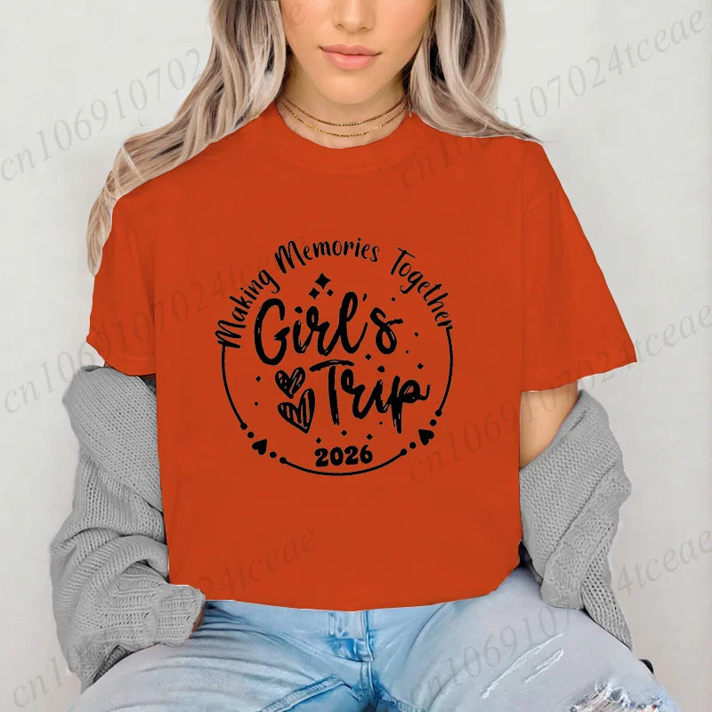 Girls Weekend Tshirt,Girls Trip 2026 T-Shirts，Matching Travel Tees,Besties Women's Clothing，Friendships Making New Memories Top