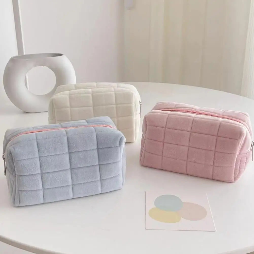 Makeup Bag Pillow Storage High-End Sense Portable Travel Cosmetic Bags Solid Color Zipper Toiletry Bag Washing Pouch Storage Bag