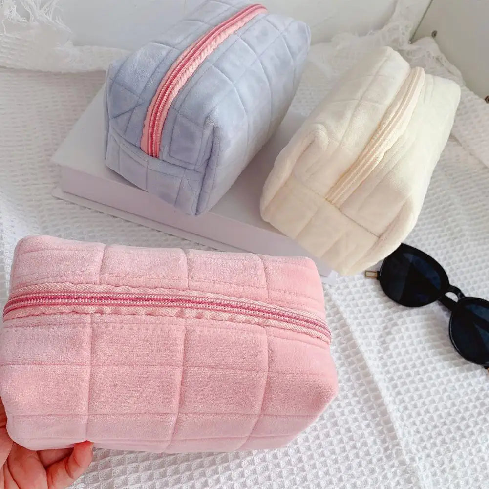 Makeup Bag Pillow Storage High-End Sense Portable Travel Cosmetic Bags Solid Color Zipper Toiletry Bag Washing Pouch Storage Bag