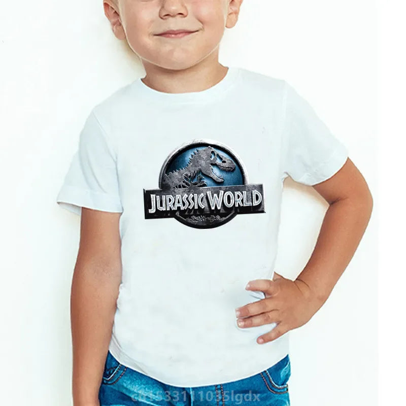 Camisetas con gráfico de dinosaurio de Jurassic World Park para niños, camisetas geniales de verano para niños, ropa para niñas pequeñas, camisetas para niños