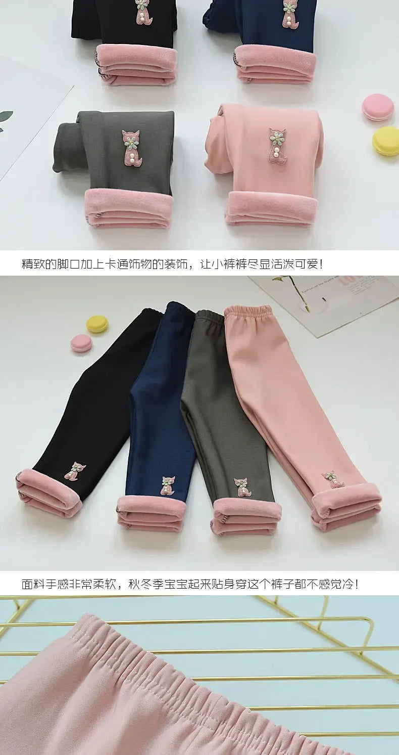 Kids Fleece-Lined Leggings - Thick Warm Pants for Girls, Winter Thermal Tights & Children's Bottoms Girls Leggings
