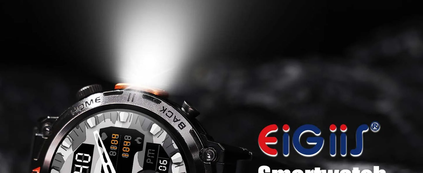 EIGIIS KE3 Bluetooth Call Smart Watch Men Full Touch Screen Health Monitor Clock With Flashlight Men SmartWatch For IOS Android