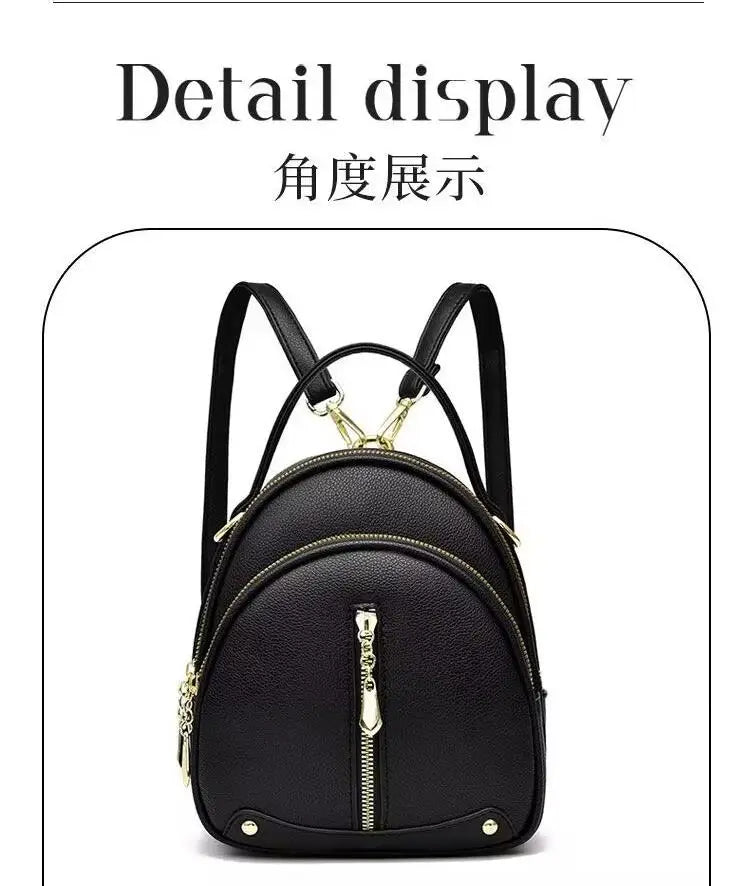 Women's Small Backpack, Light and Multifunctional, High Quality PU Handbag, One Shoulder Sling Student Handbag, Four Seasons