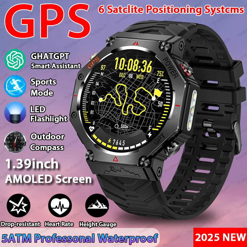 2025 New ChatGPT AI assistant Smart Watch 5ATM Waterproof GPS Built-in Dual-band GNSS Compass Sport Smartwatch Men Woman