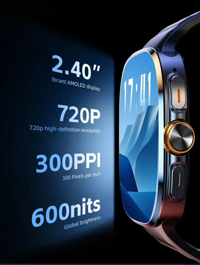 NEW Smartwatch 5G with 2.4" HD Screen 190° Rotating Camera WIFI 3D Stereo Navigation Compass NFC Bluetooth Smart Watch Men Women