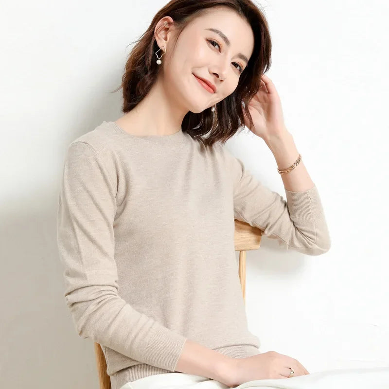 Women Sweater O-neck Autumn Winter Basic Pullover Warm Casual Pulls Jumpers Korean Fashion Spring Knitwear Bottoming Shirt 2025