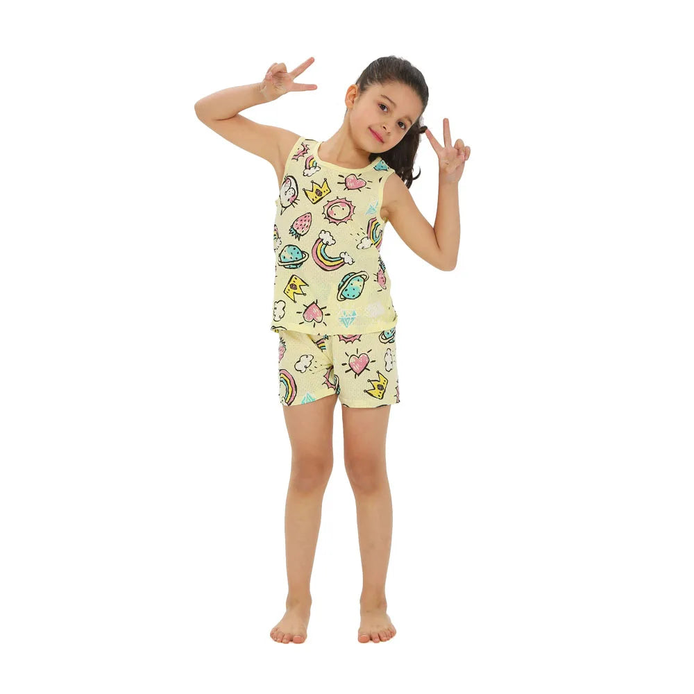 Children Pajamas for Girls Boys 1 to 2 3 4 5 6 7 8 9 Years Cotton Green Pink Toddler Girl Pijama Short Set Teen Boy Pyjama Suit