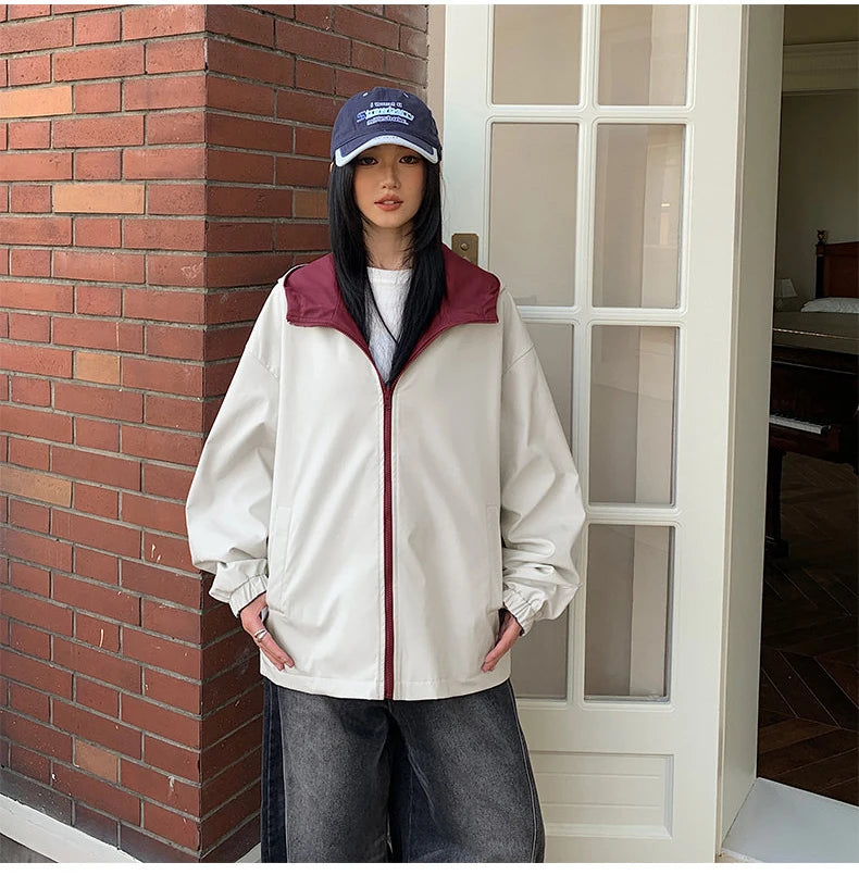 Womens Hooded Reversible Jackets 2025 Windbreaker Women Jackets Basic Coats Zipper Fashion Lightweight Jackets Famale Outerwears