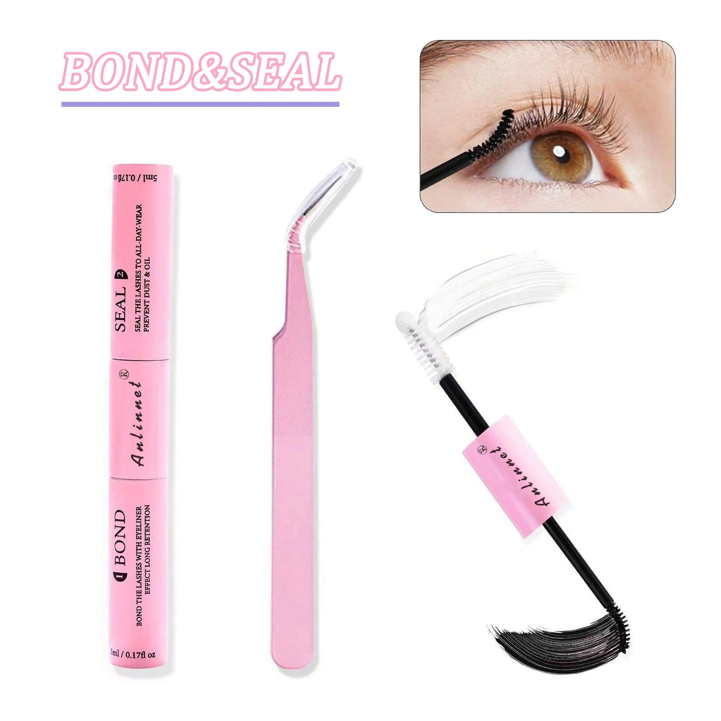 Eyelash Bundle Set DIY Eyelash 8-15mm Extended Makeup Personal Eyelash Adhesive+Sealing Layer Adhesive+Eyelash Tweezers