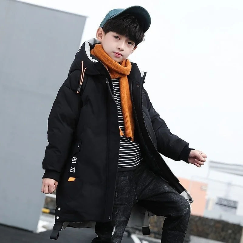 New Children parka kids Winter Down cotton Jacket snowsuit Clothing Big Boy Warm Coat Thicken Outerwear toddler clothes + gloves