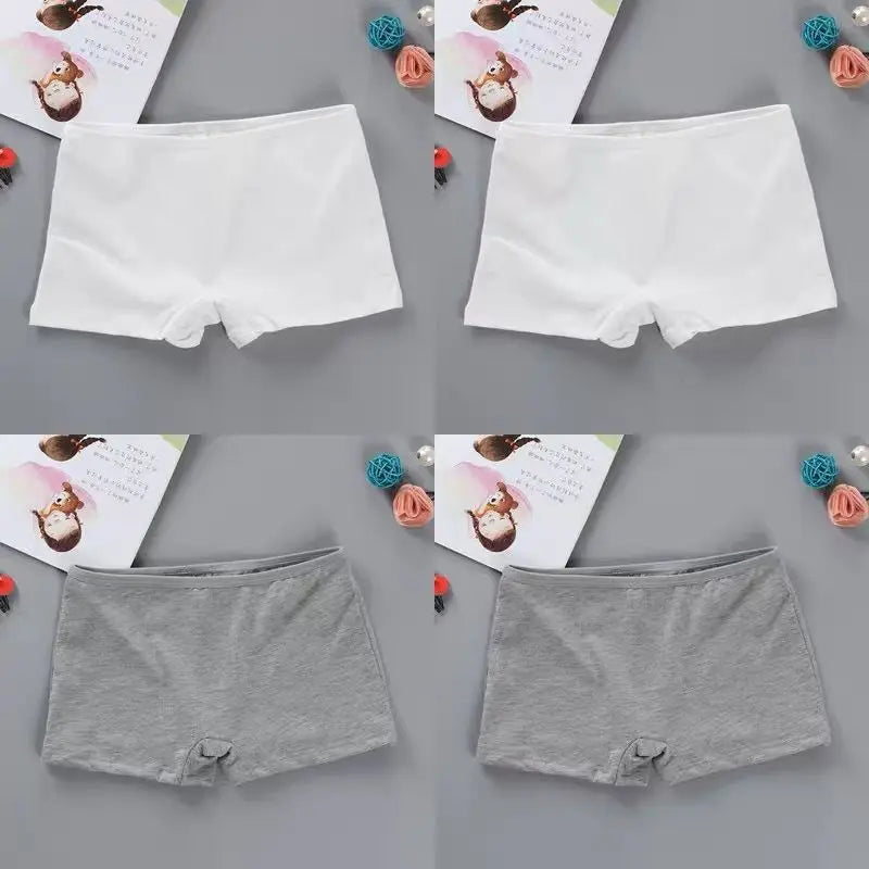 3 piezas de ropa interior para chica de secundaria, pantalones Boxer, pantalones de algodón puro, Color sólido, ropa interior transpirable para estudiantes de 8 a 14 años