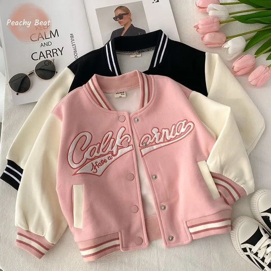 Chaqueta de algodón a la moda para bebés y niñas, prendas de vestir para niños pequeños, uniforme de béisbol para primavera y otoño, ropa informal para bebés, abrigo de 2 a 10 años