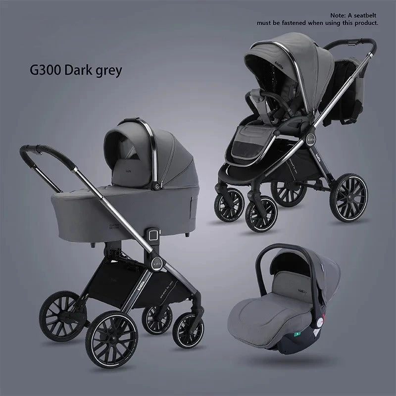 High-view 3-in-1 Baby Stroller Reversible Baby Stroller with Carrier Newborn Baby Stroller Shock Absorption Foldable