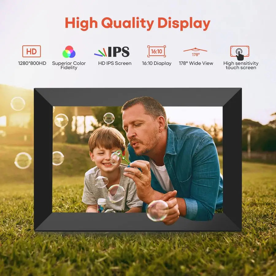 Digital Picture Frame, 10.1 Frameo Digital Frame WiFi with 32GB Memory, 1280x800 IPS Touch Screen, Send Photos Videos from Your