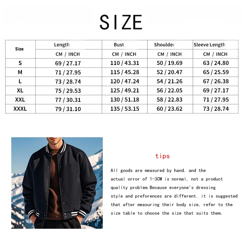 Men's baseball jacket autumn and winter fleece American solid color loose casual stand-up collar single-breasted flight jacket