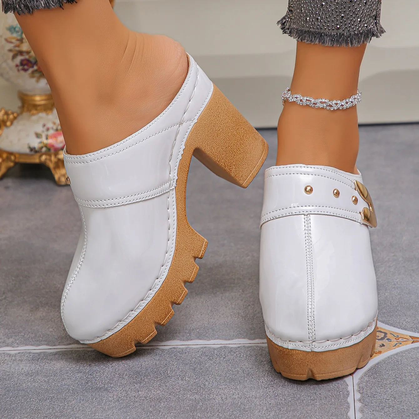 2025 Women Sandals Height Increase Summer Retro Shoes Women Fashion Thick Sole Mules Shoes Chunky Heels Platform Sandals Women