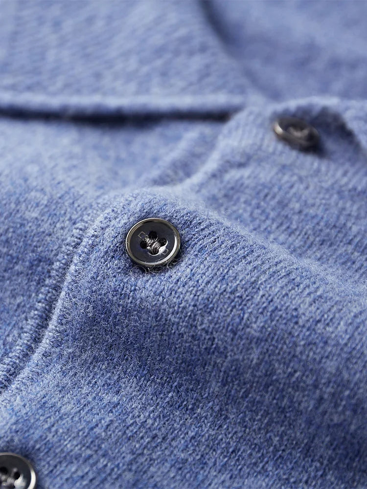 Fashion Autumn Winter New Cashmere Sweater Men's 100% Merino Wool Pullover Casual Loose POLO Knitted Bottom Shirt Jacket Shirt
