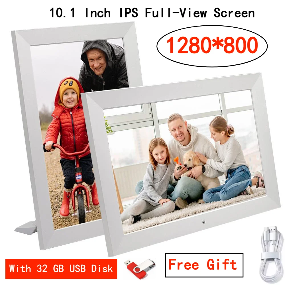 10"Digital Picture Photo Frame IPS Full-View Screen Photo Album  Clock Calendar Video Player with Remote Control For Family Gift