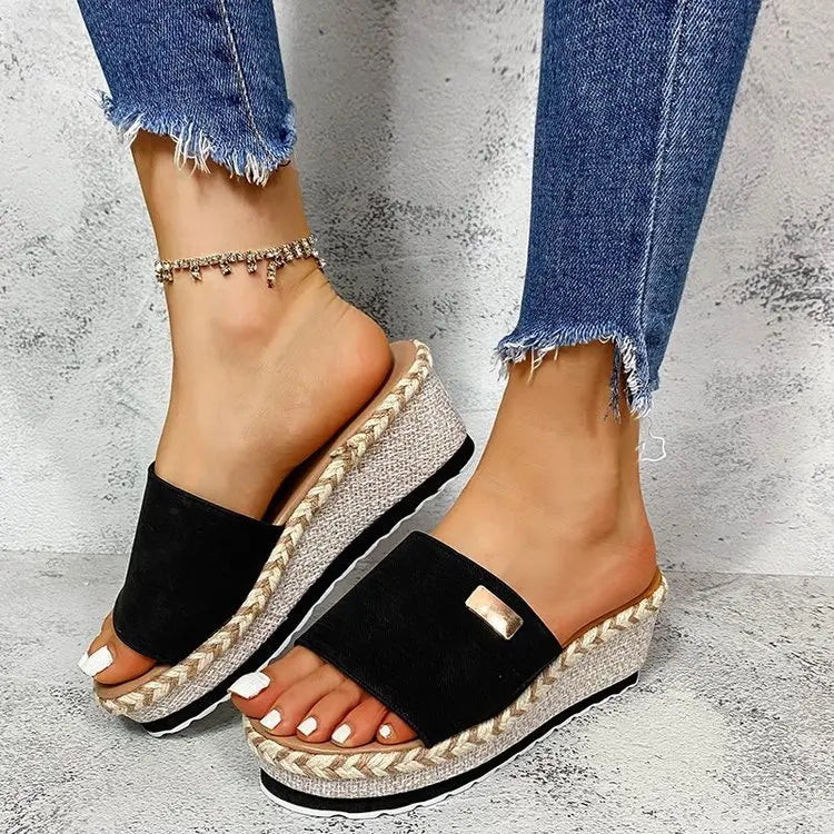 Womens High Heel Sandals Ladies Thick Bottom Casual Slippers Summer New Wedges Sandals Female Shoes Women Platform Mules Slipper