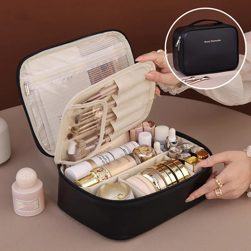 Makeup Bag Women's Cosmetic Bag Double Layer Large Capacity Portable Storage Bag Travel Organizer Waterproof Toiletry Bag